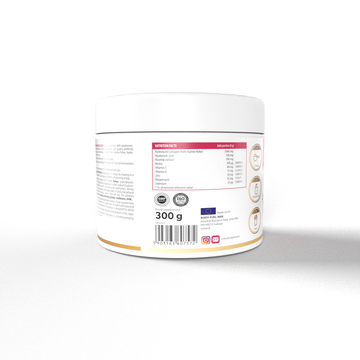 MG Complete Life Marine Collagen 300g back label - supplement information