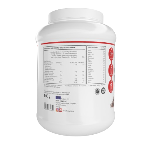 Premium Whey Protein 900g Chocolate flavour container - Body Fuel Max Galway