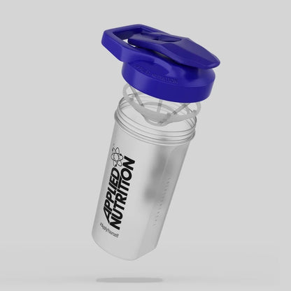 Applied Nutrition shaker with blue lid lifted to show the mixing insert