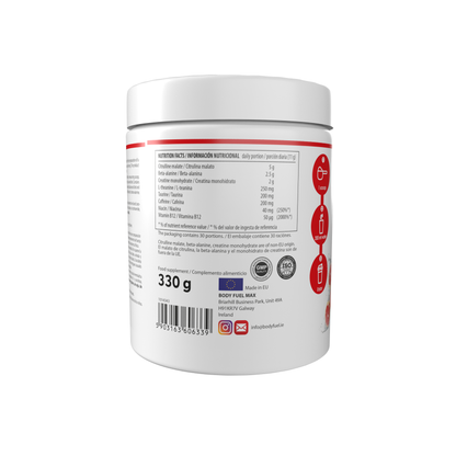 Brave Blast Pre-Workout nutrition facts and ingredients label