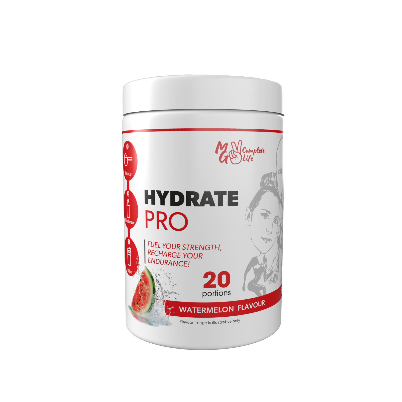 "Hydrate Pro 630g watermelon flavour front label