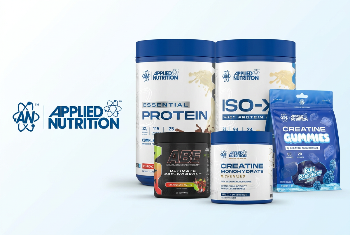 Baner Applied Nutrition z produktami i logo