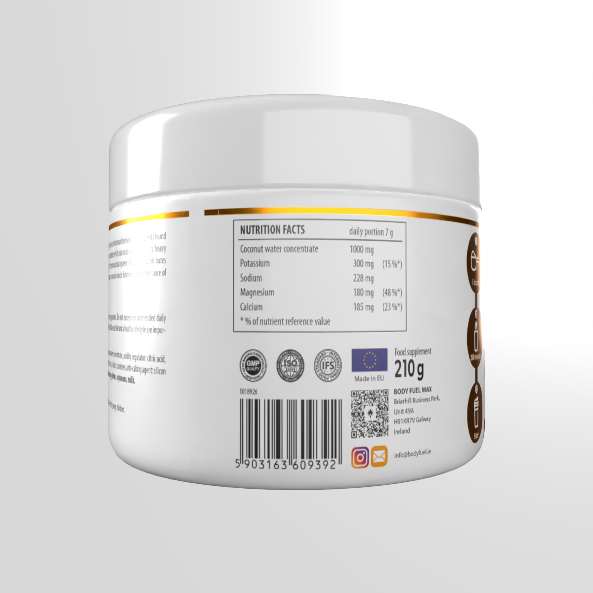 MG Complete Life Electrolytes 210g back label - nutrition facts and ingredients

